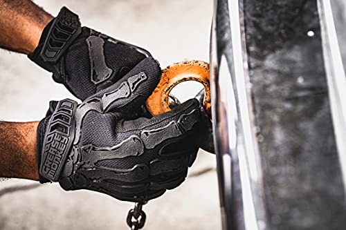 Grease Monkey Bones Reaper Pro Grip Professional Mechanics rukavice | Silikonski pojačan palmica, crna, velika