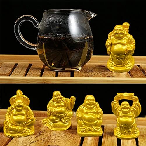 Homg jinfun Zlatna smola smijeha Buddha Status Kolekcionarski pokloni Feng Shui Dekoracije Figurice 6 komada set