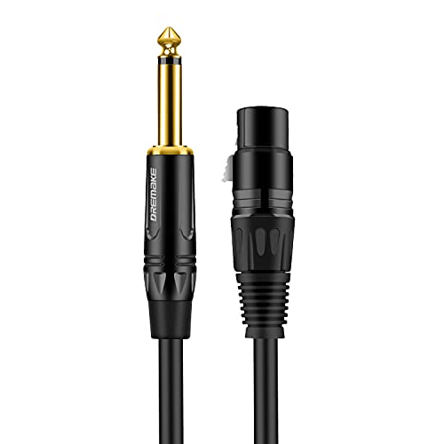 Dremake 20ft xlr to ts 6,35 mm mikro mic kabel, xlr 3pin do četvrt inča audio kabel, mono 6,35 mm 1/4 inčni ts mužjak do xlr ženskog