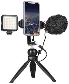 Video komplet Microphone Microphone s LED svjetlom, vertikalnim i horizontalnim Vlogging Vlogging YouTube video kit za iPhone 7 8 x