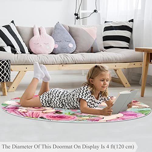 Llnsupply okrugla djeca za igranje prostirke akvarel slatka ružičasta svinja cvjetni tisak rasadnika jastuka mekana sklopiva dječja