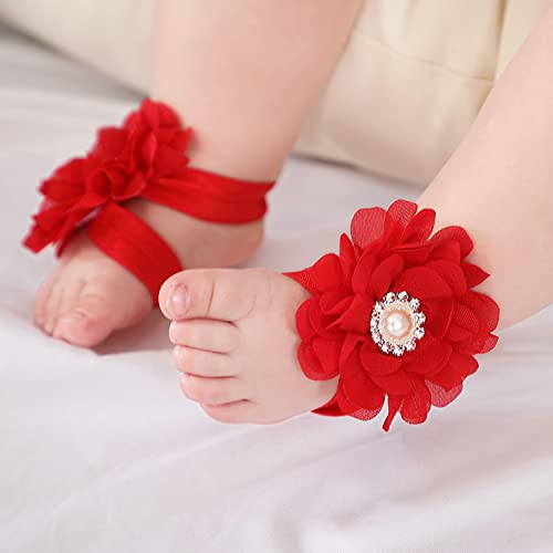9 8 pari šifonskih sandala s cvjetnim uzorkom i rhinestones na bosim nogama s trakama za glavu pribor za djevojčice novorođene bebe