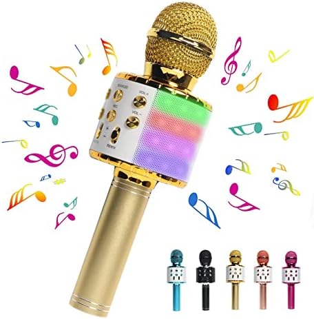 Dream & Glamour Karaoke Mikrofon za djecu, Bluetooth bežični mikrofon s LED svjetlima, prijenosni ručni karaoke mikro zvučnika za djevojčice
