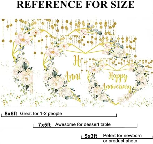 Sretna pozadina obljetnice cvjetni cvjetni navijači do 10 godina 50. ukrasi za rođendanske zabave zlatne bokeh točkice svadbena zabava