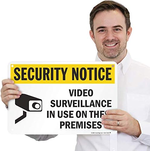 SmartSign Sigurnosna obavijest - Video nadzor u upotrebi na prostorijama znak | 12 x 18 aluminij