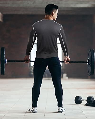 Hicarer 6 pakirajte muške atletske kompresijske košulje suhe atletske vježbe trčanja košulje dugih rukava gornji sportski košulje