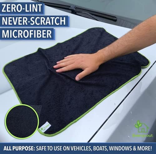 Eversprout Zero-lint, ručnici mikrofibera veličine Hulk 24 ”x 16” | Ultra mekani mikrofiber nikad-ogrebotine | Premium Car Detalji