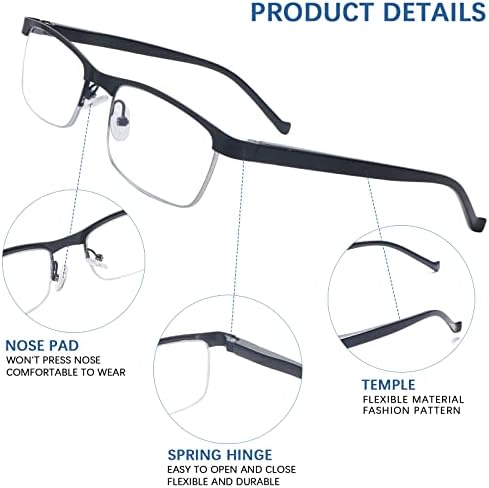 Videna progresivna naočala za čitanje multifokusa 2 pakiranje metal polu kadr Žene muškarci plavo svjetlo blokiraju pravokutne naočale
