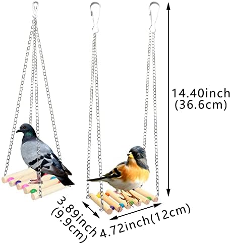 2 pakiranje kućnih ptica papagaj s metalnim dugim lancem drveni papagaj budgie ljuljanje viseće praktične viseće ptice kavez za papagete