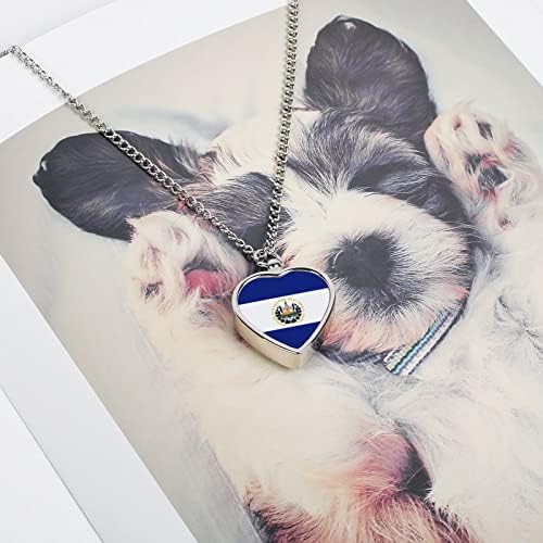 Ogrlica s urnom za kućne ljubimce ispisana zastavom Salvadora za pepeo srce Kremacijski nakit spomen privjesak pepeljara za pse mačke