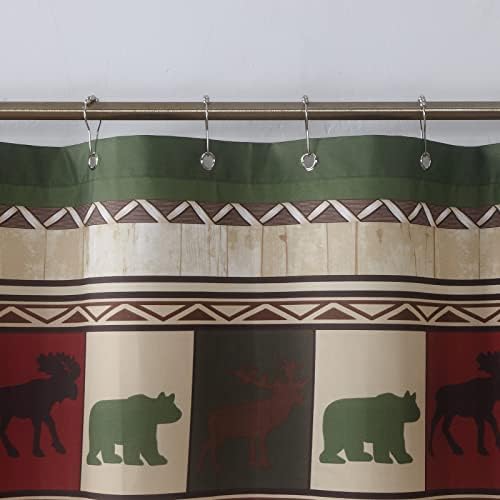 D DS zavjesa Woodland Vintage medvjed tiskana vodootporna poliesterska tkanina Lodge seoska kuća za tuširanje za kupaonicu, 72 W x