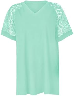 Wonchyei ženske vrhove ljetne košulje v vrat casual solidne boje majice puff rukave za žene za žene ljetne košulje za žene