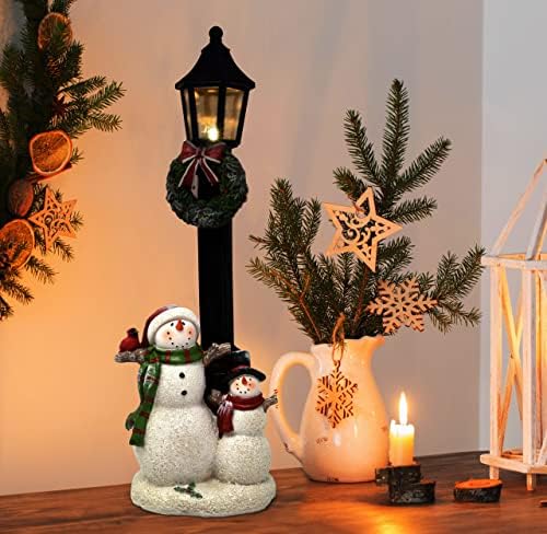 LED božićne lampione za ukrašavanje stola u sredini stola, stup ulične svjetiljke sa snjegovićima i vijencem, osvijetljeni blagdanski