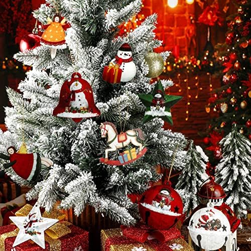 32 komada zemljani ukrasi za božićno drvce Vintage božićno drvce ukrasi set rustikalni božićni drveni viseći ukrasi zvijezde jingle