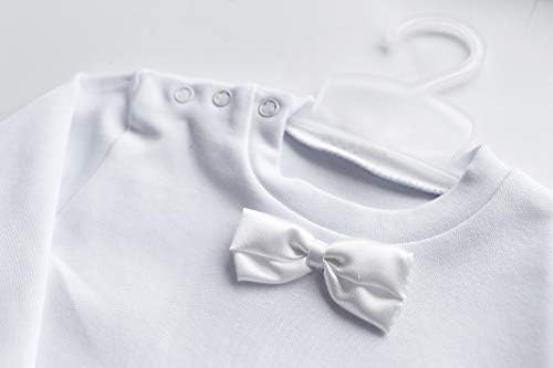 Tri puževa Baby Boy 3 PC -a postavljeno krštenje krštenja dugih rukava Bijeli pamuk Formalna odjeća