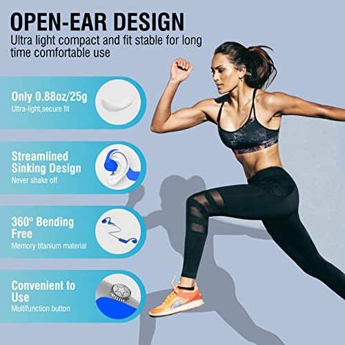 Celsusound Slušalice za provođenje kosti s mikrofonom za uklanjanje buke, Bluetooth vodootporne sportske slušalice, stereo slušalice