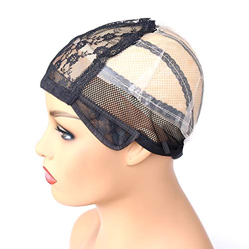 Jednostavna pletena kapa za izradu perike s podesivim remenom, kapa za periku od otopljenog papira za žene i djevojke, Crna mrežasta