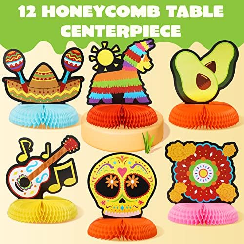 Joyin 12 PCS Fiesta Honeycomb stol Centraciece 8.5 ”Za zabavu Fiesta Taco Party zalihe, Luau događaj foto rekvizit, meksička ukras