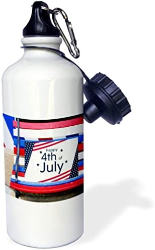 3Drose Slika klupe u crvenoj bijeloj i plavoj boji sa sretnim četvrtim znakom - boce s vodom