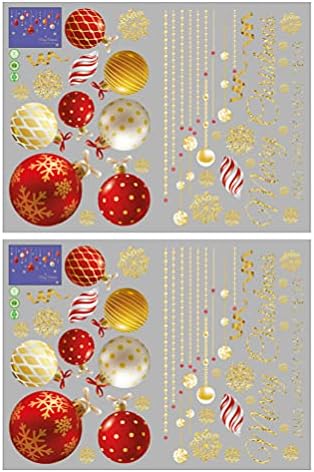2pcs božićne šarene naljepnice s kuglicama Ukrasna naljepnica zidni ukras rekviziti