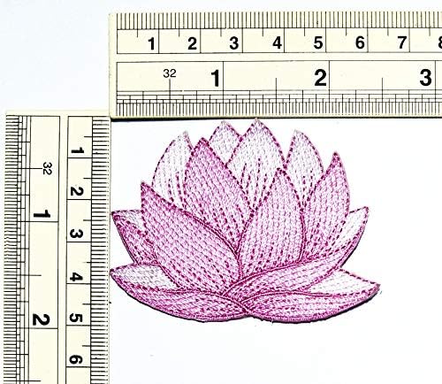 UMAMA PATCH SET od 3 ružičaste lotosove cvijeće cvjetanje lijepog vezenog željeza na Applique Patch lotus crtani dječji zanat zanat