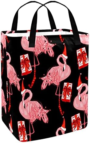 Božićni šešir ružičasti crveni Flamingo print Pokloni sklopiva košara za rublje 60L vodootporne košare za rublje košara za pranje odjeće
