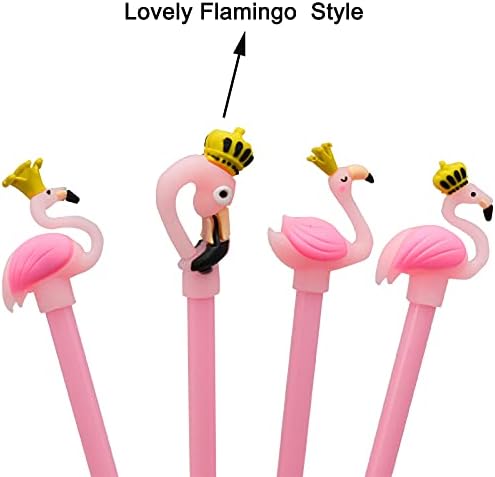 Maydahui 28pcs Crown Flamingo u obliku roleta olovke crna gel tinta olovke Slatke životinjske dizajn za uredsku školsku kuću