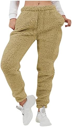 Swrowesi hlače za žene zimske ležerne labave plišane hlače čvrste guste plus veličine rastezanje visokog struka