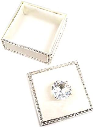 Vi n vi kvadratni nakitni kristalni nakit kutija za sitnicu sa srebrnim rhinestones | Dekorativni prikaz nakita, držač i organizator