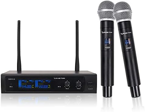 Sound Town 4 kanala Profesionalni UHF bežični mikrofon s metalnim prijemnikom koji se može montirati i 4 ručne mikrofona, za crkvu,