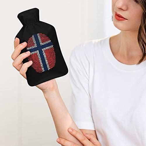 Norveška zastava otisak prsta boca s toplom vodom s mekim plišanim poklopcem toplo gumena vreća za ubrizgavanje vode 1000 ml
