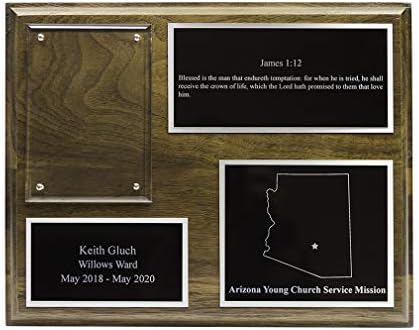 LDS misionarska ploča 8x10-3 Dizajn ploča u zlatu ili srebrom - za LDS misionare u potpunosti prilagodljive s držačem slike, Pismu