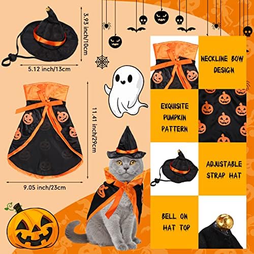 2 seta Halloween Kostim za kućne ljubimce Uključuje vješticu od bundeve Cape Witch Cloak Wizard Hats Cat Wizard Kostim Mačka Halloween
