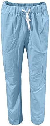 Meymia ženske pamučne lanene hlače, 2023. ljetne žene visoki struk struka struka Slim fit casual konusne obrezane hlače
