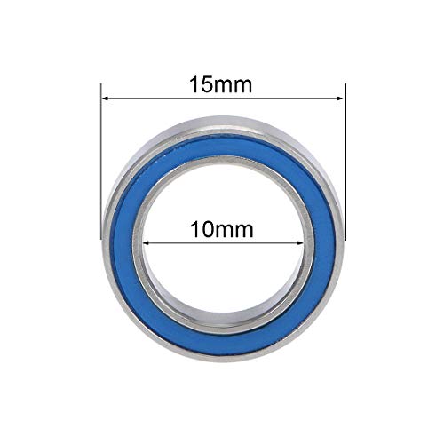 UxCell 6700-2RS Deep Groove Kuglični ležajevi z2 10 mm x 15 mm x 4 mm dvostruko zapečaćeni kromirani čelični plavi poklopac 10pcs