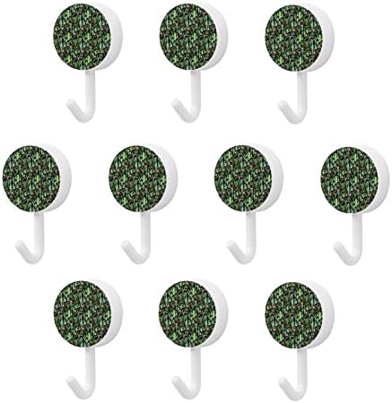 ZELENI KAKTUS LIPHINE ZA KAZE SET od 10 okruglih plastičnih kuka bez noktiju Zidne kuke za kuhinju kupaonicu kućni ured