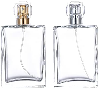 YSLJSM 2-Pack od 100 ml čistog staklenog parfema boca, punjenja parfema s papučicom, dozator parfema, prazna boca parfema, zlatni vrh