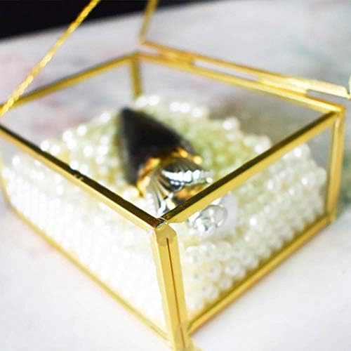 Staklena Vintage kutija za nakit zlatni geometrijski prikaz nakita organizator prstena naušnice kutija za uspomenu kućište kućna Ukrasna