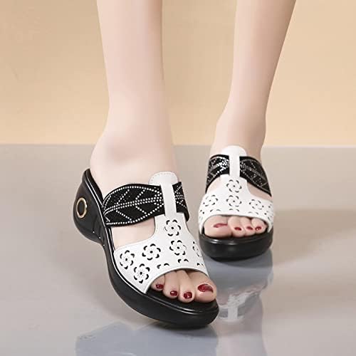 Ljetne sandale za žene klin ispis/čiste boje Blok potpetice kopča za ležište cipele sandale za odmor za odmor