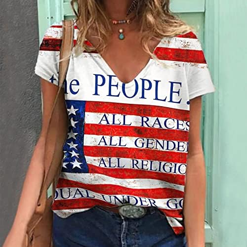Ženske majice s lažnim vratom s dugim rukavima, američke majice sa zastavom u obliku slova A, seksi majica kratkih rukava