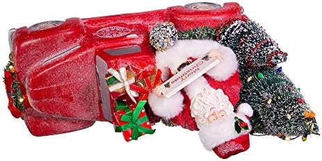 Kurt Adler 10-inčni baterija s baterijskim baterijama Santa u kamionu s drvetom i poklonima