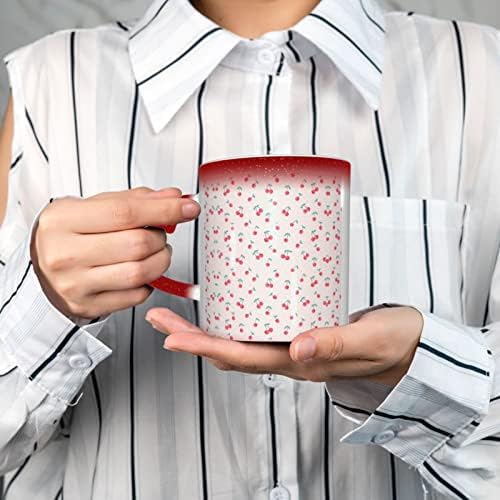 Moliae ljupke slatke crvene trešnje tiskane šalice topline osjetljive boje za promjenu boje keramičke šalice za kavu, šalica za čaj