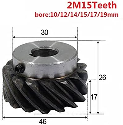 Spiralni zupčanik 2M 15 zuba s unutarnjim provrtom 10/12/14/15/17/19 mm precizni spiralni zupčanik 2 ~ 15mm za prijenosni 3-inčni CNC