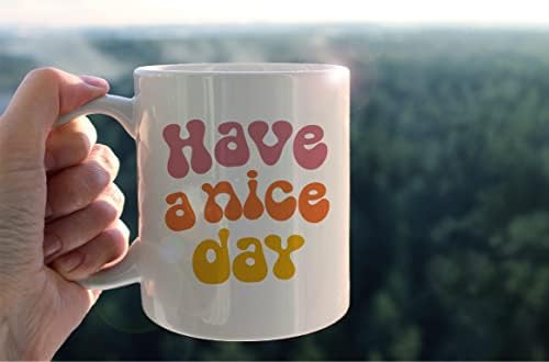 Cunlisin inspirativni citat ugodan dan Retro keramička šalica iz 70-ih-11 unci kave s mlijekom, šalica za čaj, inspirativni pokloni