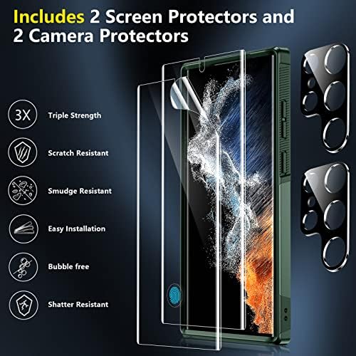 SpiderCase dizajniran za Galaxy S22 ultra futrolu, [10 ft zaštita od kapljice vojne klase], s 2 pakiranja [zaštitnik mekog zaslona