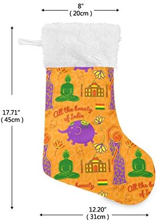 Pimilagu India bešavni uzorak božićne čarape 1 pakiranje 17.7 , Viseće čarape za božićni ukras