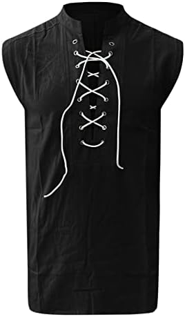 BMISEGM Ljetne predimenzionirane majice za muškarce modno casual Solid Color Color Pamuk i čipkasti ovratnik košulja bez rukava Pamuk