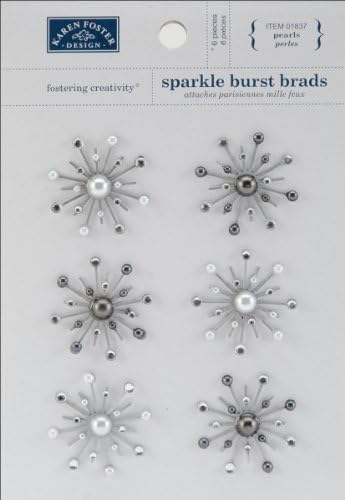 Karen Foster Sparkle Burst Brads 6/PKG-Pearls