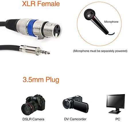 Disino XLR do 3,5 mm stereo mikrofon kabela za kamkordere, DSLR kamere, uređaj za snimanje računala i još mnogo toga - 15ft