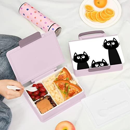 Mchiver Black Cat Bento kutija za odrasle ručak s ručicom prijenosne dječje kontejner za ručak s žlicom vilice za ručak za odrasle